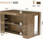 Tribesigns 55" Kitchen Island with Seating and Storage, Farmhouse Stationary Center Island Table with Spacious Worktop, 2-Tier Counter Height Table with Shelves for Dining Room, Kitchen, Brown