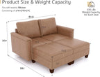 SITJOY 65" Faux Leather Modular Sectional Sofa with Storage, Mid Century Modern Sectional Couches for Living Room, Soft Padded Armrests, 4 Seat Couch Bed, Brown
