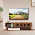 59" TV Stand for 55/60/65 inch TV, 2 Cabinets Mid Century Modern TV Stand, Wood Entertainment Center with Storage, TV and Media Console for Living Room, Bedroom, Office (Walnut)