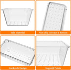 32 PCS Clear Plastic Drawer Organizer Set, 4-Size vanity organizer Trays and Storage Bins for Makeup, Jewelry and Gadgets in Bedroom, Bathroom and Office, Clear
