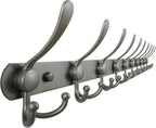 Dseap Coat Rack Wall Mount - 38” Long 10-Tri-Hooks Heavy Duty Coat Hanger Rail Wall Hooks for Hanging Coats Hats Clothing Clothes Purse Mudroom Entryway, Gray