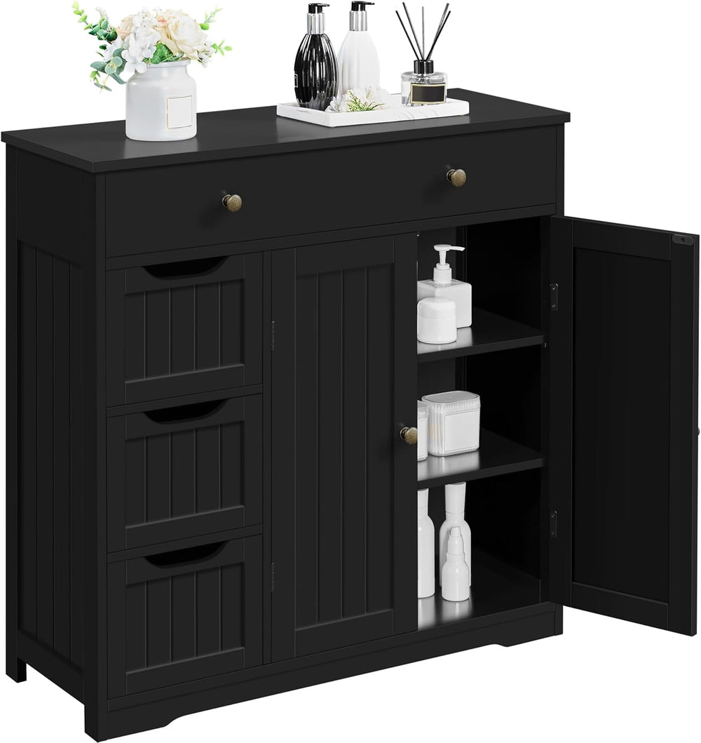 Topeakmart Storage Cabinet with 4 Drawers and 2 Doors, Adjustable Shelves, Fr...