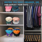 Forzacx Hat Stand for Baseball Caps Display and Organizer 2 Pack, Holds 14 Baseball Caps, Space-Efficient, No Installation Required, Stylish Decor Piece for Closet, Bedroom, Dresser (Clear)