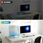 Marbrasse Paper Organizer Letter Tray, 9 Tier Mesh File Organizer with Handle, Paper Sorter Desk Organizer for Home Office Supplies - Blue