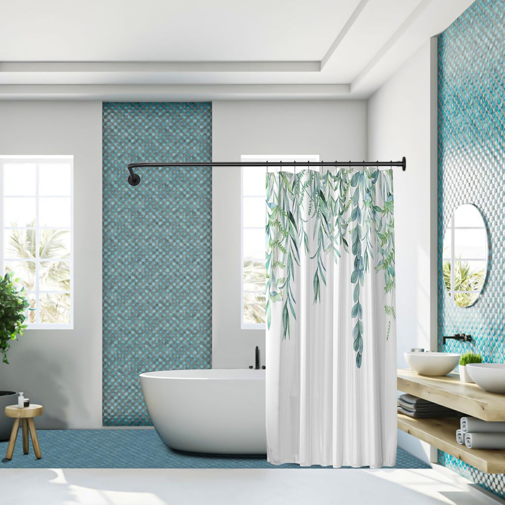 Stretchable 304 Stainless L Shaped Bathroom Bathtub Corner Shower Curtain Rod Rack (Black 24"-69" x 24"-85", Maximum size 114''), Drill Free Install, for Bathroom,Clothing Store,Private space