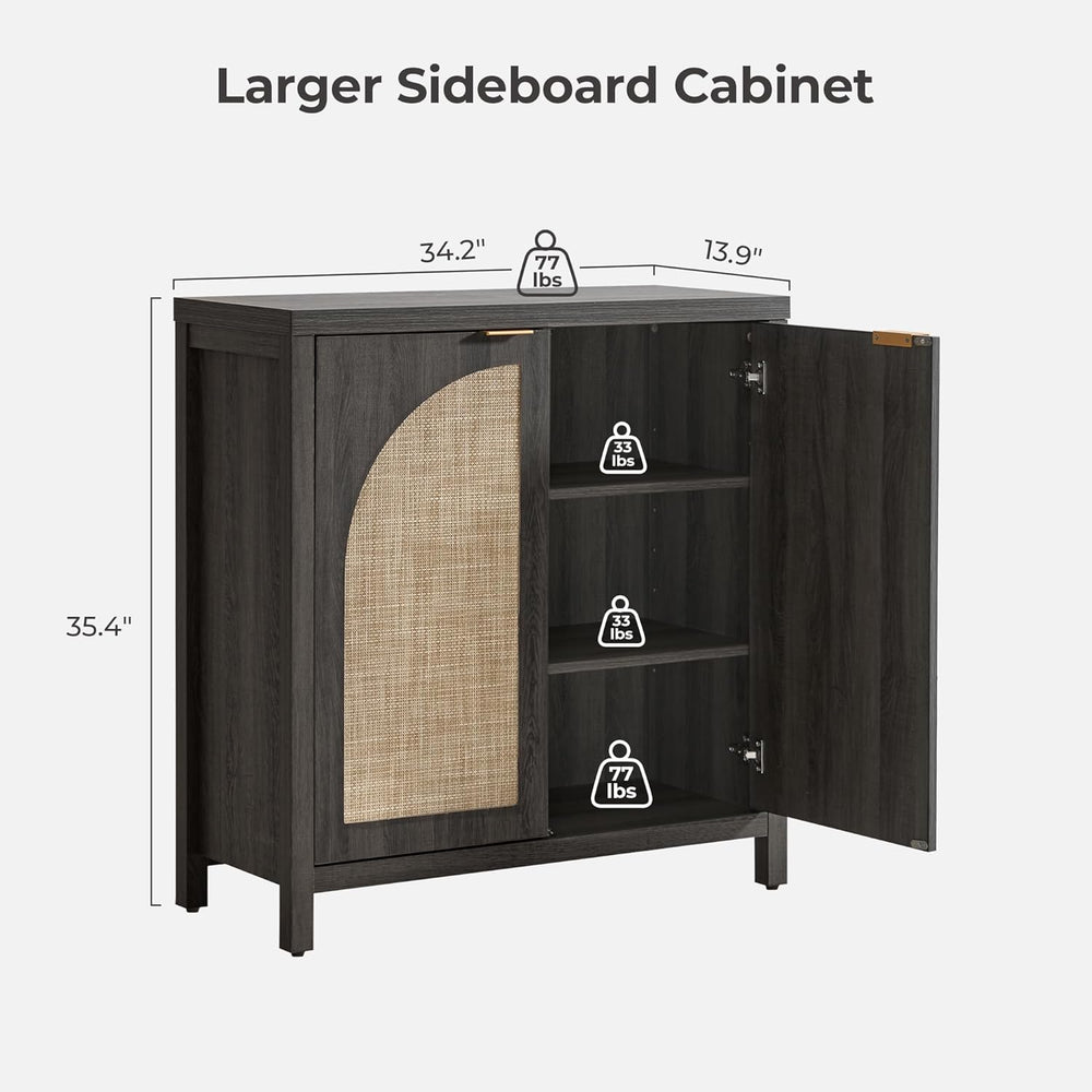 SICOTAS 68" W Rattan Sideboard Buffet Cabinet with Storage Set of 2, Mod...