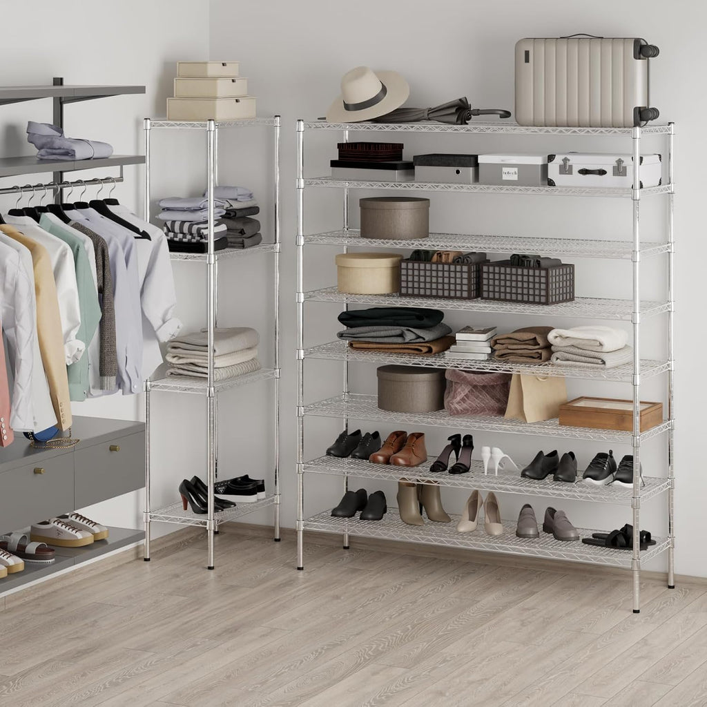 18" Deep x 60" Wide x 74" Height Wire Shelving Kit | 8-Tier | NSF Commercial Storage Rack Unit