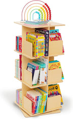 Monläurd® 100% Birch Rotating Bookshelf for Kids, 360° Spinning Montessori Bookcase, Space-Saving Wooden Storage for Nursery, Playroom & Classroom