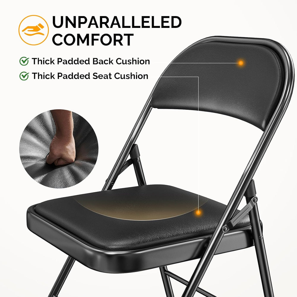 Bonnlo Folding Chair with Comfortable Padded Cushion and Back, Portable Foldi...