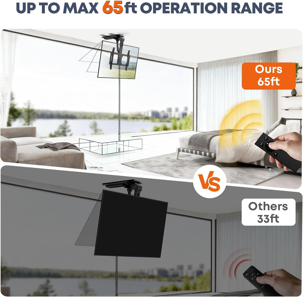 Motorized Ceiling TV Mount Flip Down with Remote for 37-75‘’ TVs, Black | Spa...