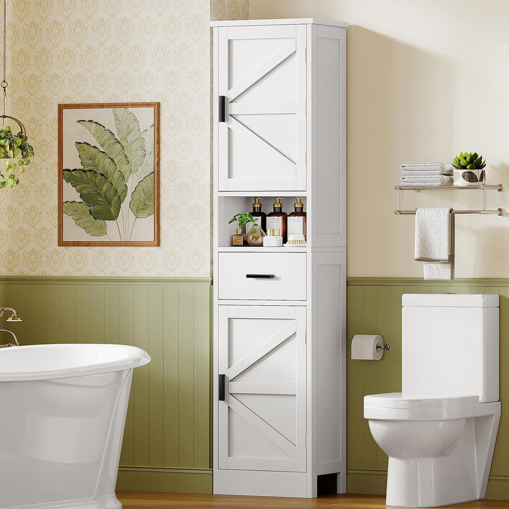 TEENFON 67" H Tall Storage Cabinet with 2 Doors, Bathroom Storage Cabine...