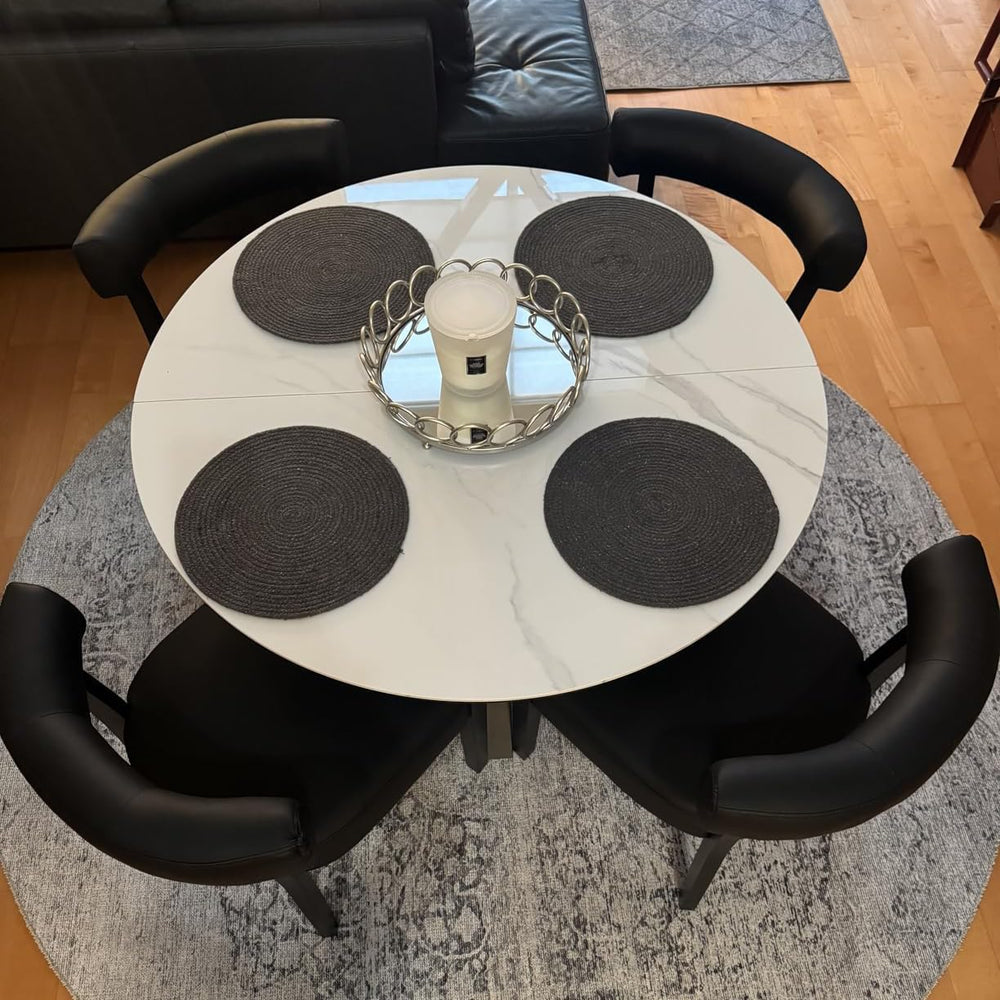 RNKSFX Black Dining Chairs Set of 4, Faux Leather Upholstered Kitchen & D...