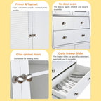 67" Tall White Kitchen Pantry Cabinet with Doors & Drawers - Large Storage Cupboard for Kitchen, Bathroom, Craft Room, 2 Glass Doors, Adjustable Shelf, 24" W x 12" D x 67" H, Easy Assembly