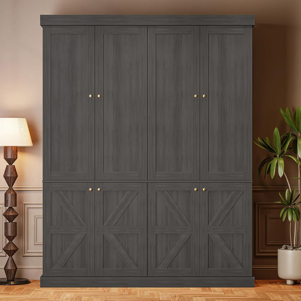 Vyre 70.8" Tall Kitchen Pantry Cabinet with Doors, Farmhouse Modular Sto...