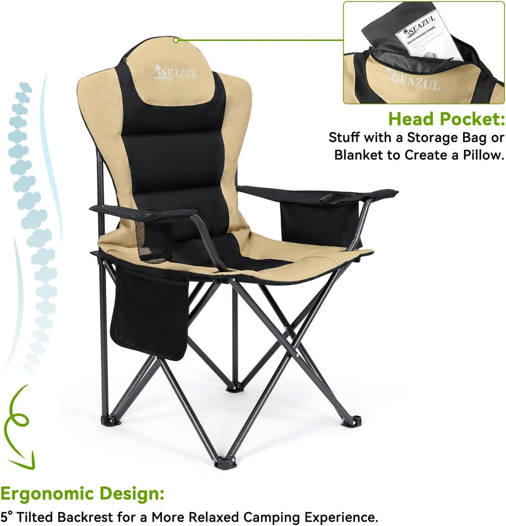 Camping Chairs for Adults, Heavy Duty Camping Chairs 2 Pack, Folding Chairs f...