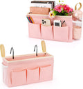 Bedside Caddy Bedside Organizer Bedside Storage Caddy with Fixed Straps and Water Bottle Holder for Home College Dorm Bunk Bed Hospital Bed Crib Bed Rails (2pcs Pink)