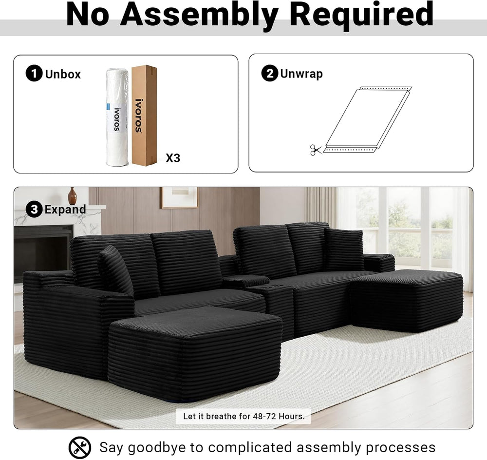 ivoros 150 Inch Modular Sectional Sofa Couch, Oversized Modern Cloud Couch fo...