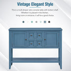 Merax Modern Wood Buffet Sideboard with Drawers and Bottom Shelf Console Table for Living Room Dinning Room Kitchen (Light Navy)