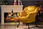 HollyHOME Modern Fabric Large Lazy Chair, Accent Oversized Comfy Reading Chair, Thick Padded Cozy Lounge Chair with Armrest, Steel Frame Leisure Sofa Chair for Living Room, Bedroom, Dorm, Yellow