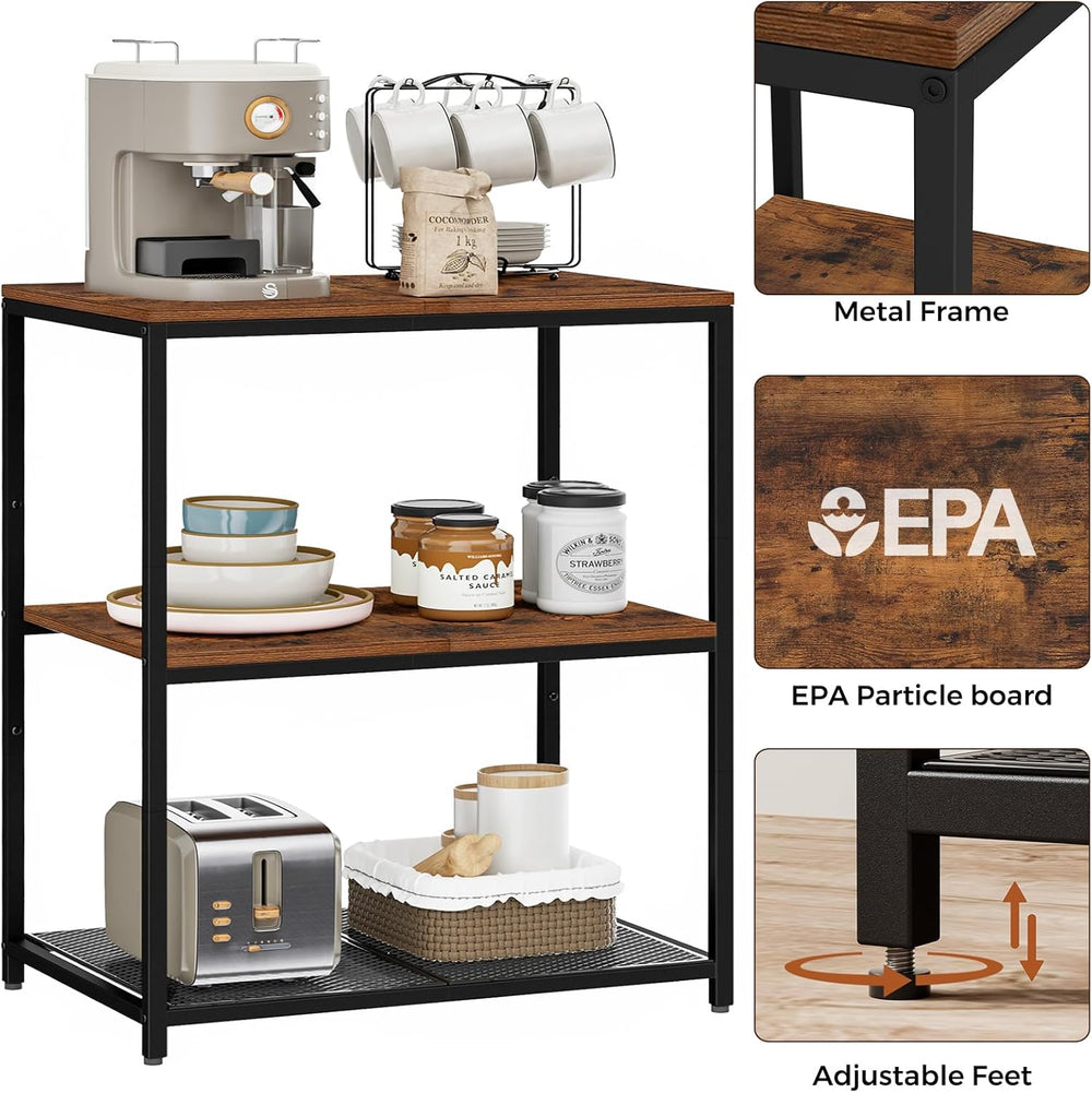 Homleke Kitchen Island with 3 Shelves, Kitchen Shelf with Large Workstation, ...