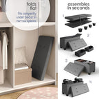 STORAGEBUD Storage Ottoman Bench with Bins, 30-in Storage Bench for Bedroom End of Bed, Folding Foot Rest Ottoman for Living Room Max 660lbs, Faux Leather Ottomans, Grey
