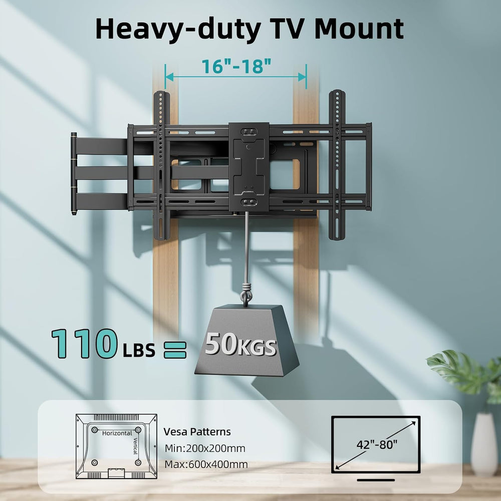 HCMOUNTING Extra Long Arm Full Motion TV Wall Mount for 42–80” TVs | 43” Long...