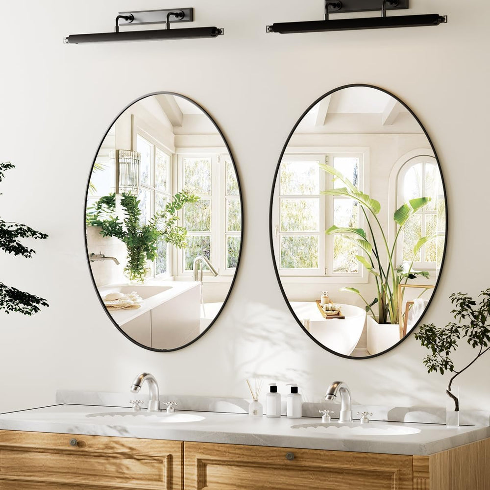Koonmi Black Oval Bathroom Mirror, 20"x28" Oval Mirror for Wall