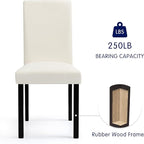 CHUN YI Upholstered Dining Chairs Set of 2, Fabric Dining Room Chairs with Solid Wood Legs, Modern Parson Chairs for Kitchen, Restaurant, Hotel, Ivory White