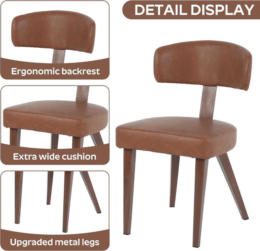 Mid-Century Dining Chair Set of 4, Upholstered Kitchen Chair with T-Shaped Ba...