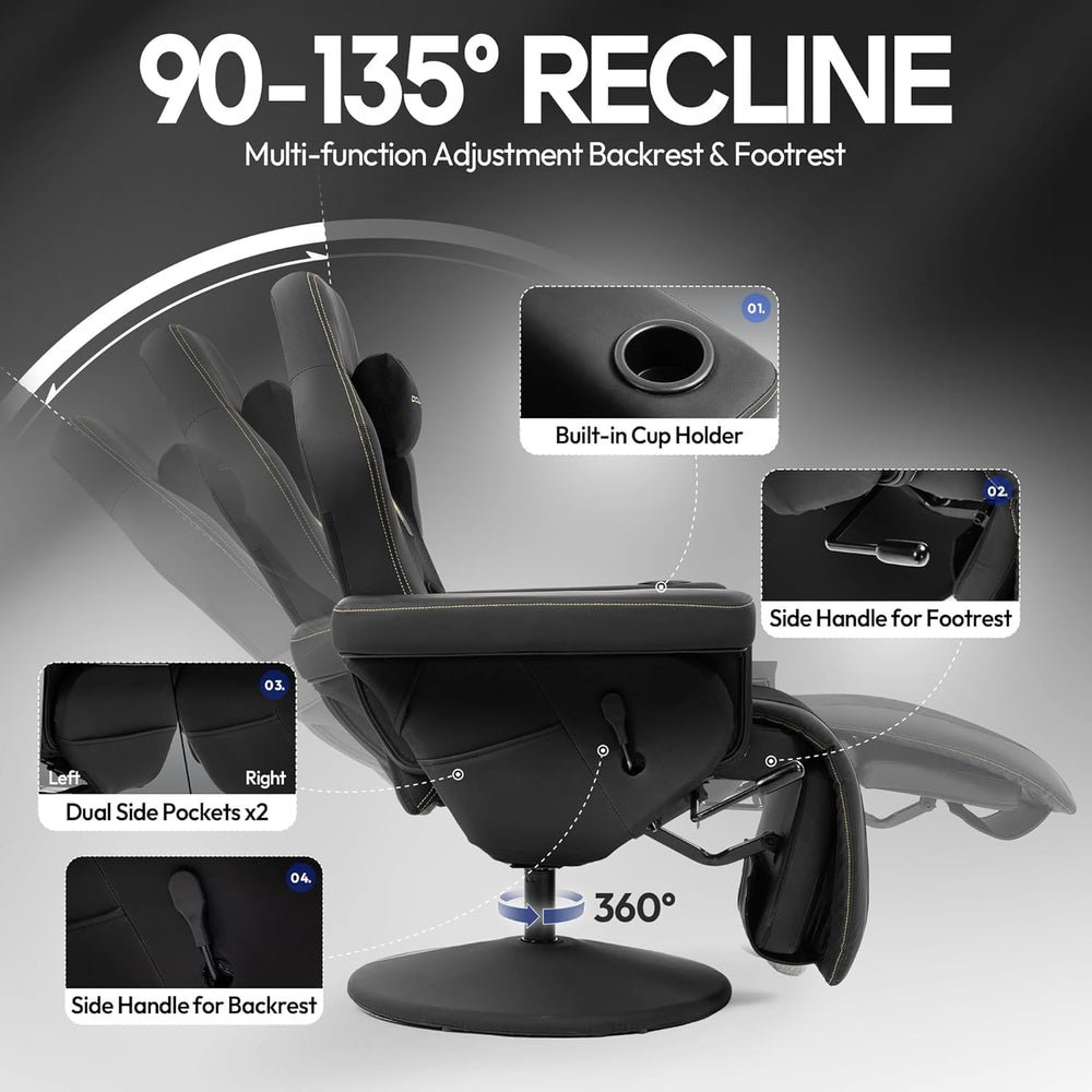 Dowinx Gaming Recliner Chair No Wheels with Footrest Shtasu Massage Lumbar | ...