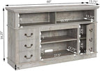 TV Stand for 65" TV: Rustic Drawer-Like TV Cabinet | Tall Farmhouse Media Entertainment Center with Storage Console and Adjustable Shelves for Living Room - Light Gray