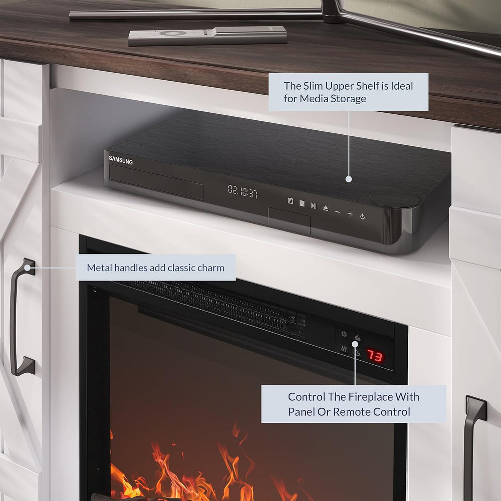 BELLEZE 47" TV Stand with 18" Electric Fireplace Heater & Media...