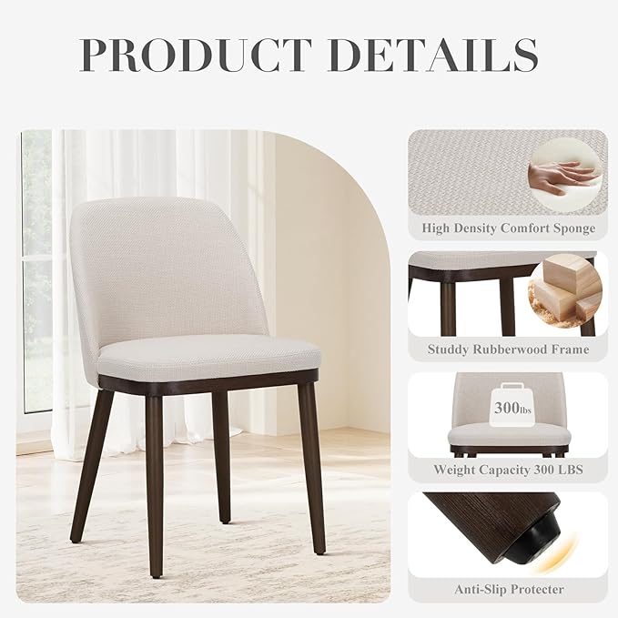 COLAMY Upholstered Dining Chairs Set of 6, Modern Kitchen Chairs with Back, F...