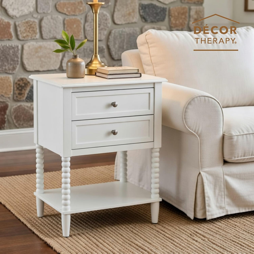Decor Therapy Preston Two Drawer Side Table, Traditional Side Table with Dual...