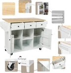 LUMISOL Rolling Kitchen Island with Drop Leaf and Storage, White | Kitchen Cart with 3 Drawers and 2 Cabinets, for Dinning Room