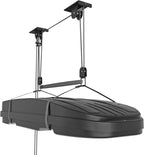 TRUSOON Ceiling Storage Hoist for Cargo Box - Heavy Duty Garage Storage Lift - Garage Pulley Lift System for Rooftop Carriers, Holds up to 150 lbs Capacity and Fit 10-14 Foot Tall Garage Ceilings
