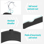 Premium Velvet Hangers 50 Pack - Space-Saving Closet Organizer for Clothes, Non-Slip Flocked Design, Ideal for Shirts and Coats (Black)