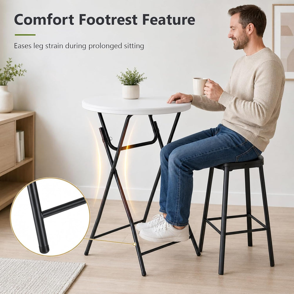 2 Pack Folding Table, 32 Inch Foldable Round Bar Table High Top Table