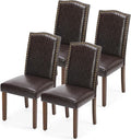 DUMOS Dining Chairs Set of 4, Moden PU Leather Kitchen Table Chairs with Wooden Legs and Padded Seat for Dining Room/Kitchen/Living Room/Restaurant, Brown