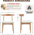 HNY Wooden Dining Chairs Set of 6, Mid Century Modern Dining Room Chairs with Natural Wood Legs & Open Curved Back, Upholstered Beige Linen Armless Kitchen Chair for Dining Room Restaurant