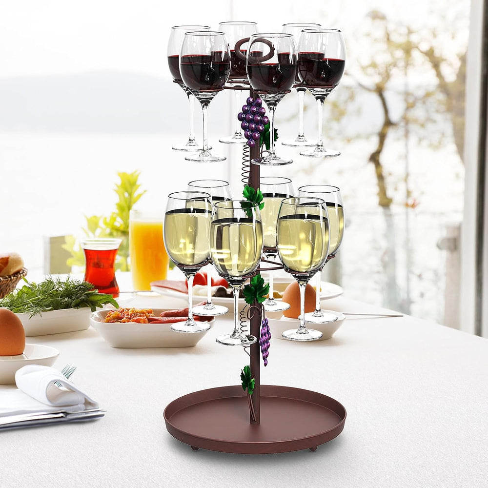 Tabletop Metal Wine Glass Drying Rack with 12 Hooks Countertop Cup Holder | C...
