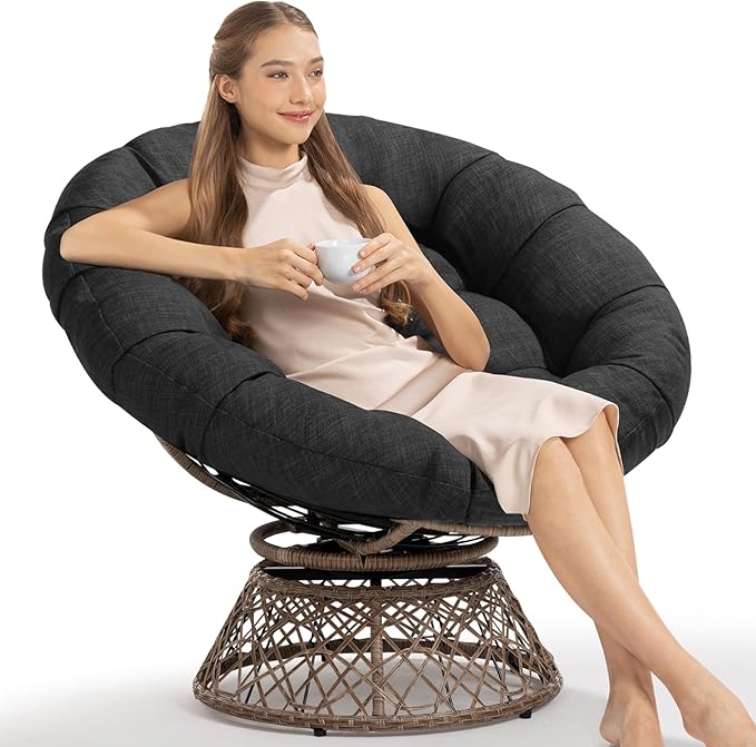 Bme 40" Ergonomic Wicker Papasan Chair