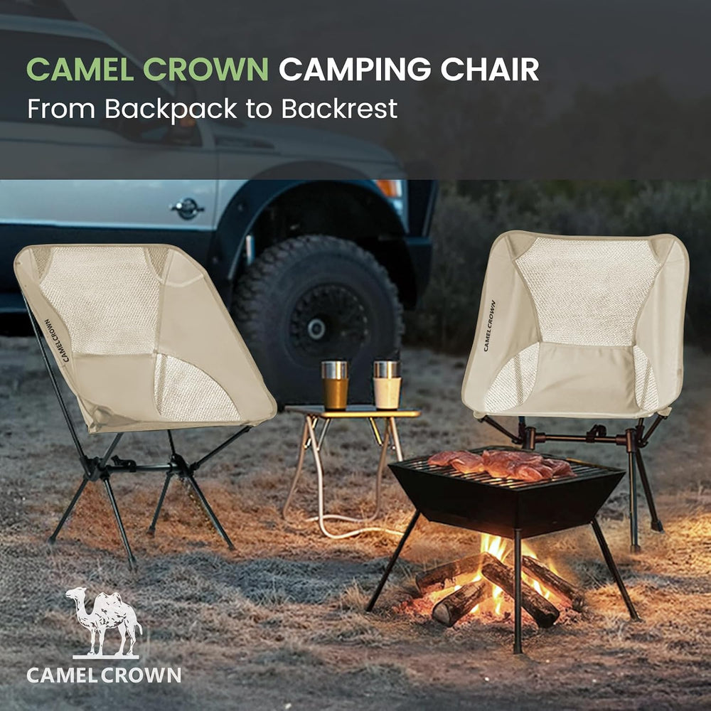 CAMEL CROWN Portable Camping Chair Lightweight Compact Folding Chair Mesh for...
