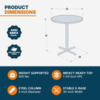 OEF Furnishings OEFCT13636XBGY Premium Commercial-Grade Restaurant and Breakroom Cafe Table (Round, 36 in Diameter, 42 in Bar Height, X-Base, Black Frame, Gray Nebula Laminate)
