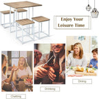 Giantex 5 Piece Dining Table Set, Dining Set for 4 with Square Stools, Small Kitchen Table Set with Metal Frame, Compact Design for Small Space, Home Kitchen Bar Pub Apartment