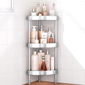 Nieifi Corner Shower Caddy Stand-3 Tier Rustproof Anodized Aluminum Standing Shower Organizer-Shower Caddy Corner-Dual Stability to Anti-Shaking-Height-Adjustable Legs for Uneven Surfaces-Silver