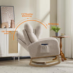Rocking Chair Nursery, Nursing Rocking Chair with High Backrest for Mom Nursery, Sherpa Armchair Glider Rocker with Side Pocket, Upholstered Lounge Chair for Living Room, Bedroom, Teddy Geige