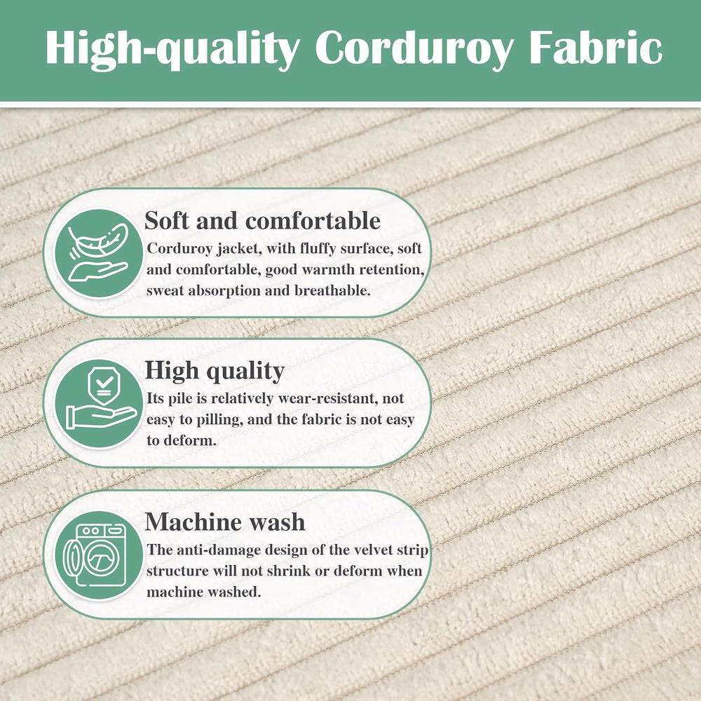 Rectangular Pouf Ottoman Soft Furry Corduroy Foot Rest for Chair | Stuffed Fl...