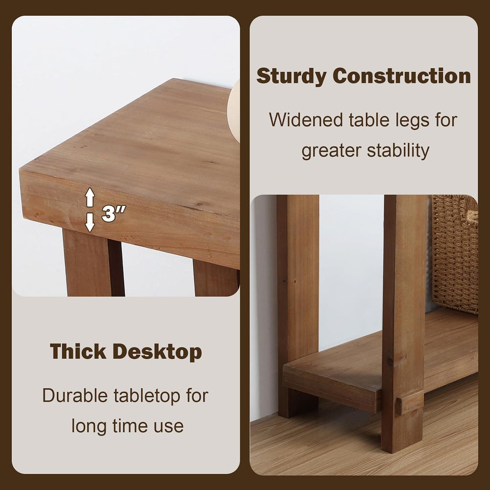 42.5" Solid Wood Console Table, Small Farmhouse Entryway Table | with St...