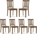 COLAMY Wooden Dining Room Chairs Set of 6, Spindle High Back Windsor Kitchen Side Chair, Farmhouse Dining Chairs for Kitchen, Dining Room, Light Brown